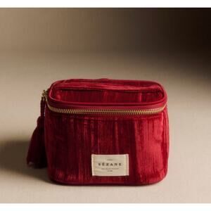 Sezane Crushed Velvet Mini Vanity Case Red Limited Edition NWOT Coquette